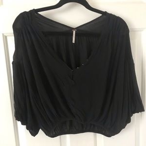 Black bell sleeve crop top